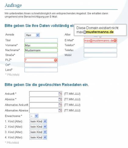 Optimierungen des Anfrageformulars [Bild 1]