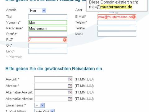 Optimierungen des Anfrageformulars