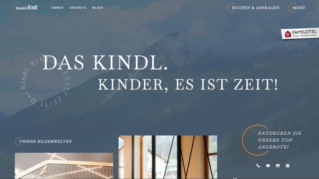 Bildschirm Website Alphotel Kindl