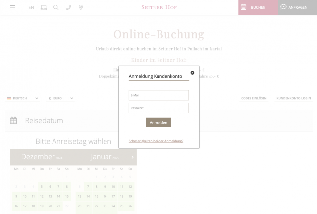 Gästelogin Booking Seitner Hof