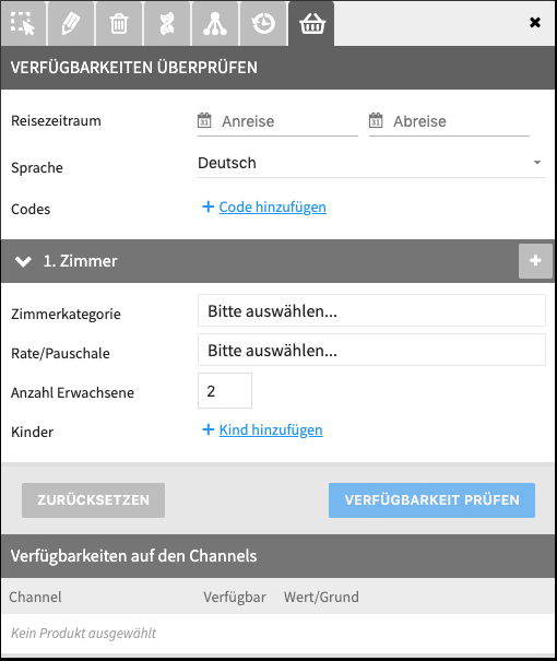 Verfügbarkeiten überprüfen in der Seitenleiste