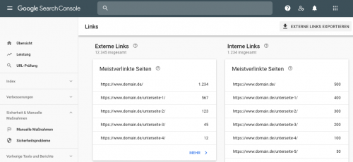 Google Search Console Links Beispiel