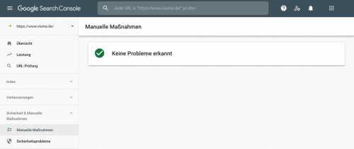 Google Search Console - Manuelle Maßnahmen Oberfläche