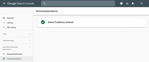 Google Search Console - Sicherheitsprobleme Oberfläche
