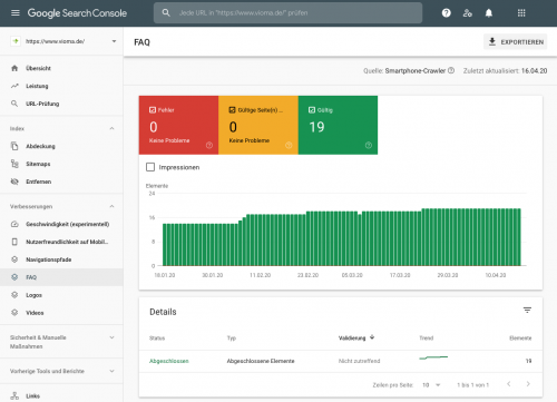 Google Search Console - Weitere Verbesserungen (etwa strukturierte Daten) Beispiel