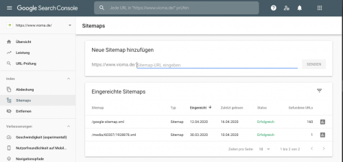 Google Search Console XML Sitemaps Beispiel