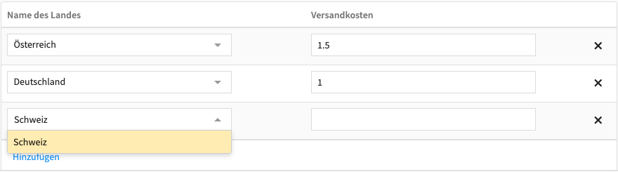 Abb.1: Suche nach einem Land liefert entsprechendes Ergebnis