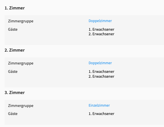 Abb. 4: Anfrage mit drei Zimmergruppen und Personenauswahl