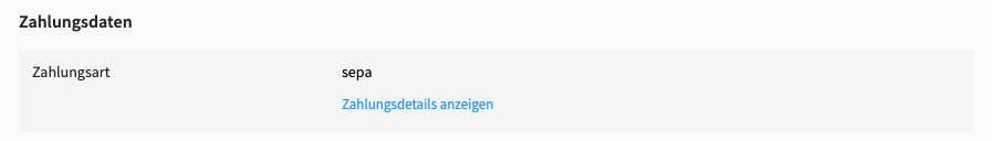 Abb.1: SEPA-Daten hinter dem Link “Zahlungsdetails anzeigen”